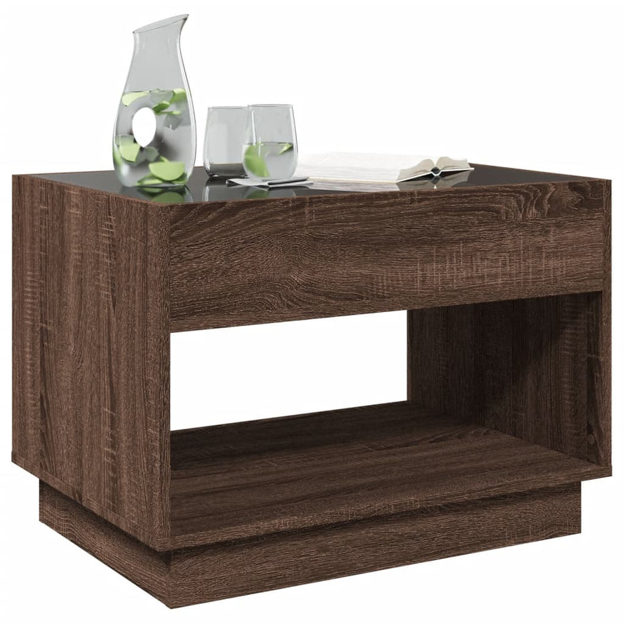 Salontafel met Infinity LED 70x50x50 cm bruin eikenkleurig