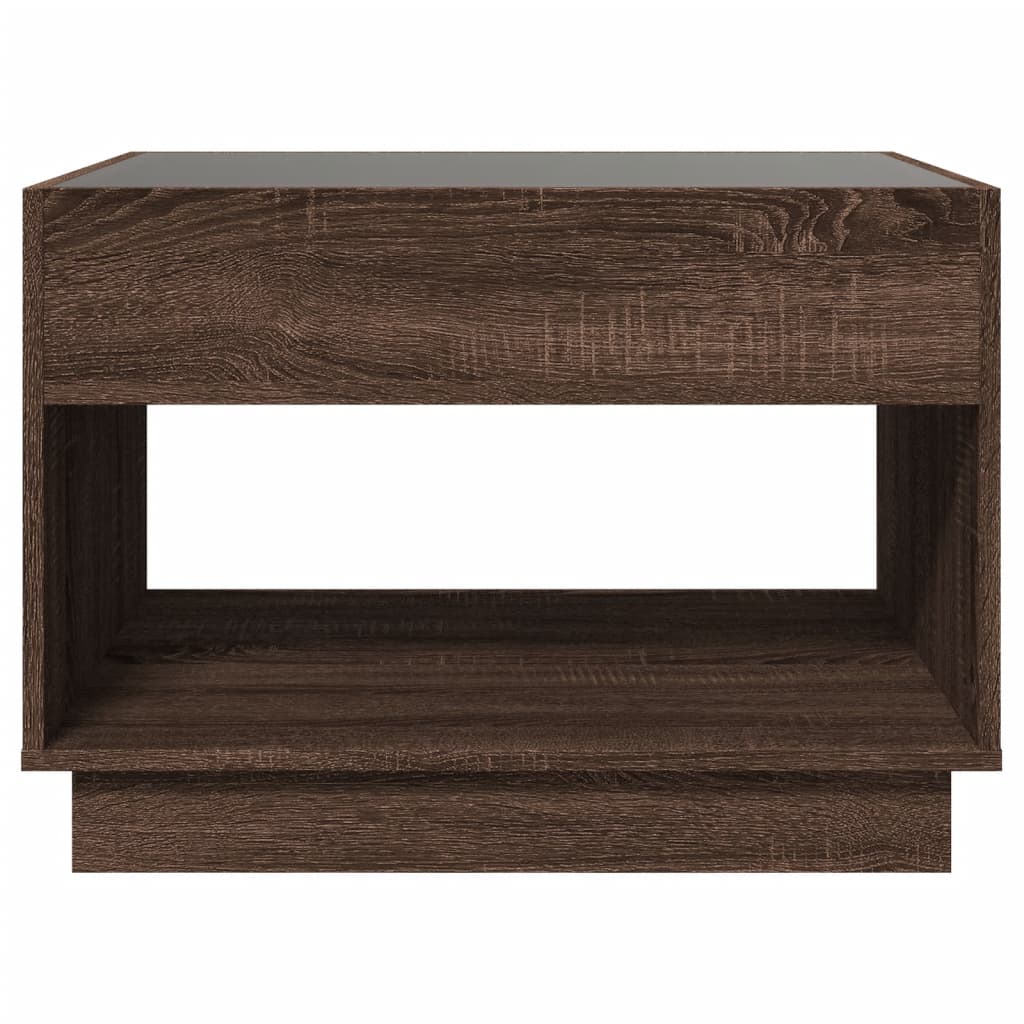 Salontafel met Infinity LED 70x50x50 cm bruin eikenkleurig