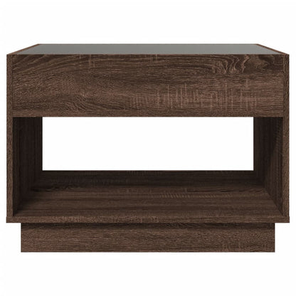 Salontafel met Infinity LED 70x50x50 cm bruin eikenkleurig