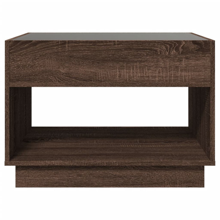 Salontafel met Infinity LED 70x50x50 cm bruin eikenkleurig
