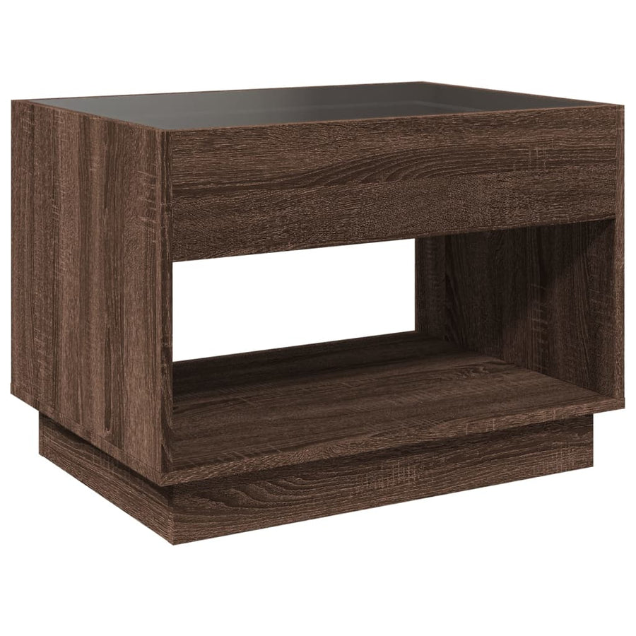 Salontafel met Infinity LED 70x50x50 cm bruin eikenkleurig