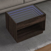 Salontafel 70x50x50 cm bruin eikenkleurig met LED