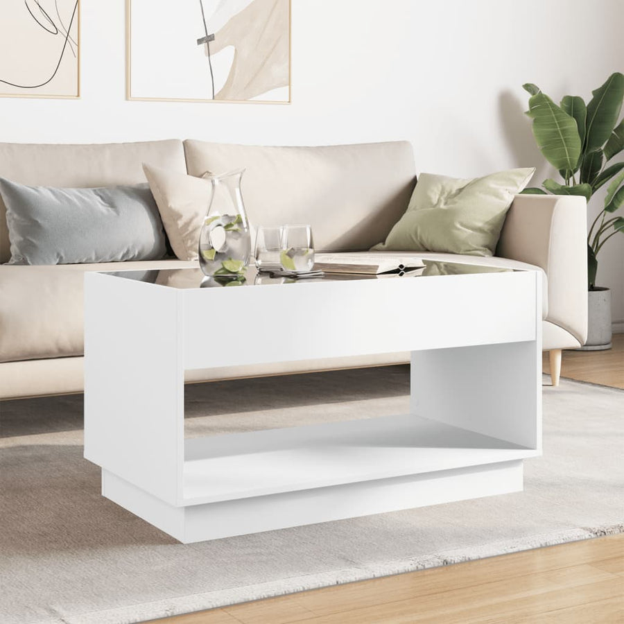 Salontafel met Infinity LED 90x50x50 cm wit