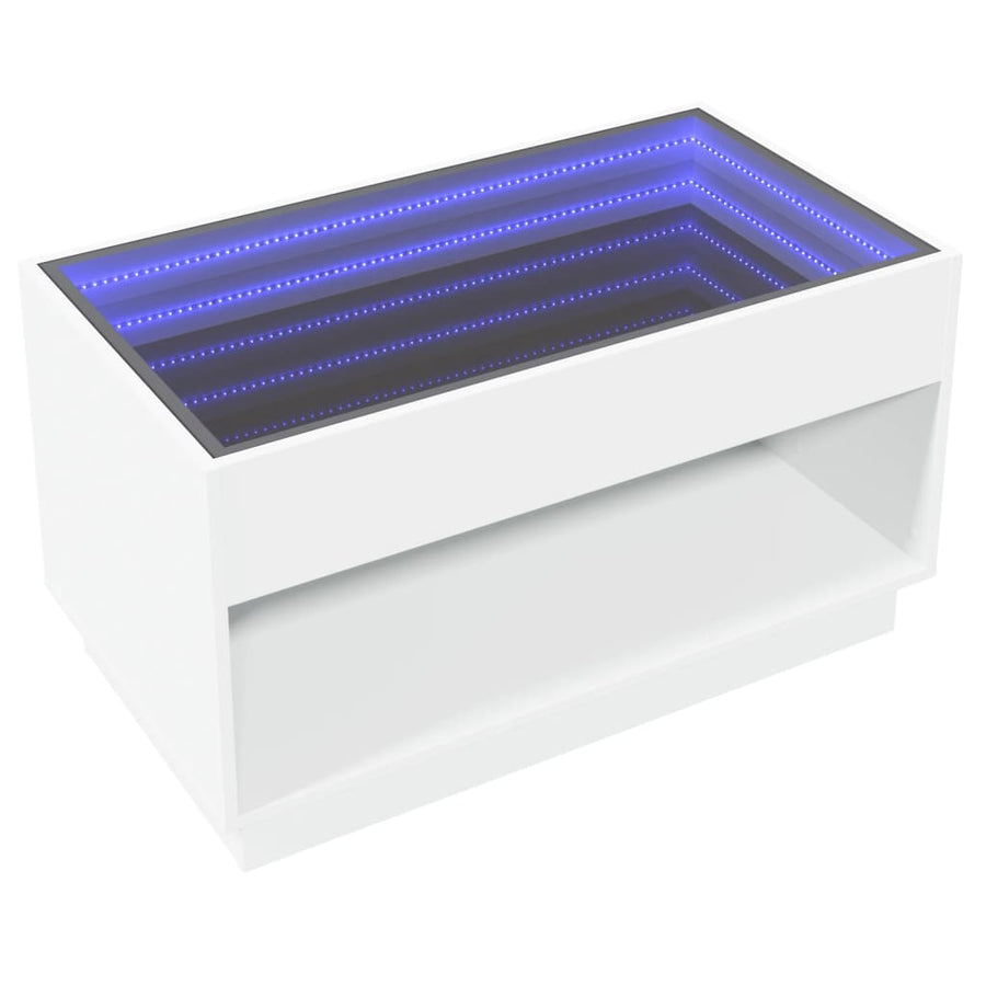 Salontafel met Infinity LED 90x50x50 cm wit