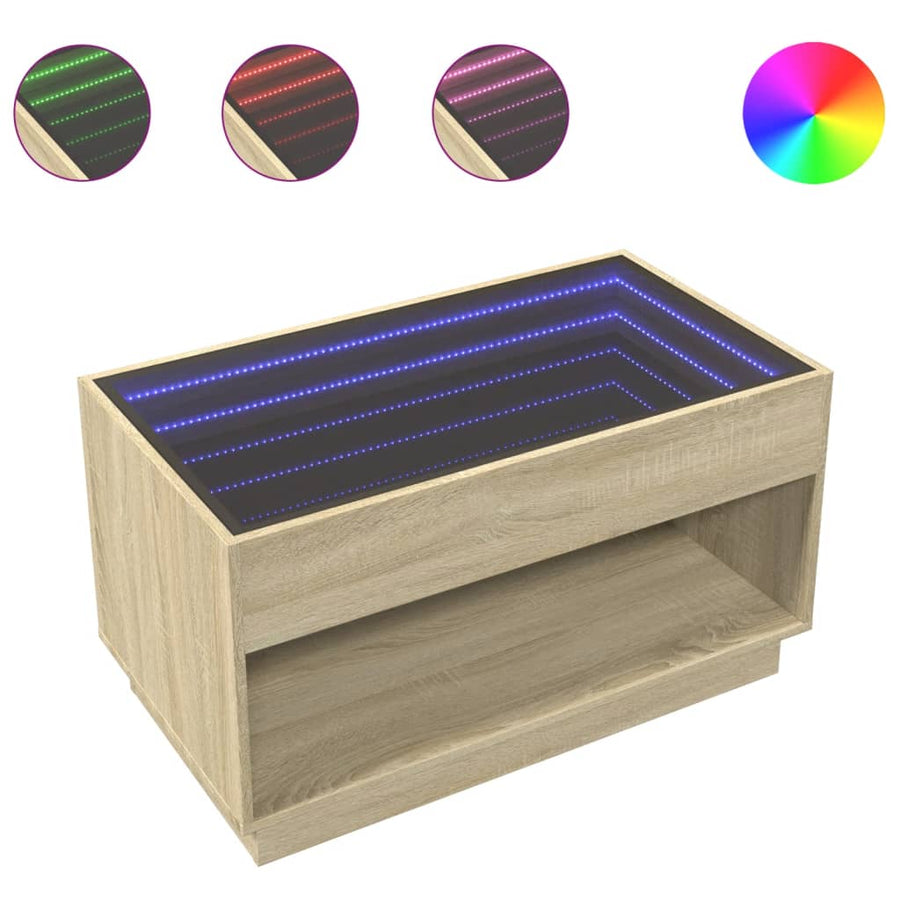 Salontafel met Infinity LED 90x50x50 cm sonoma eikenkleurig