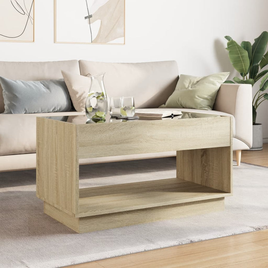 Salontafel met Infinity LED 90x50x50 cm sonoma eikenkleurig