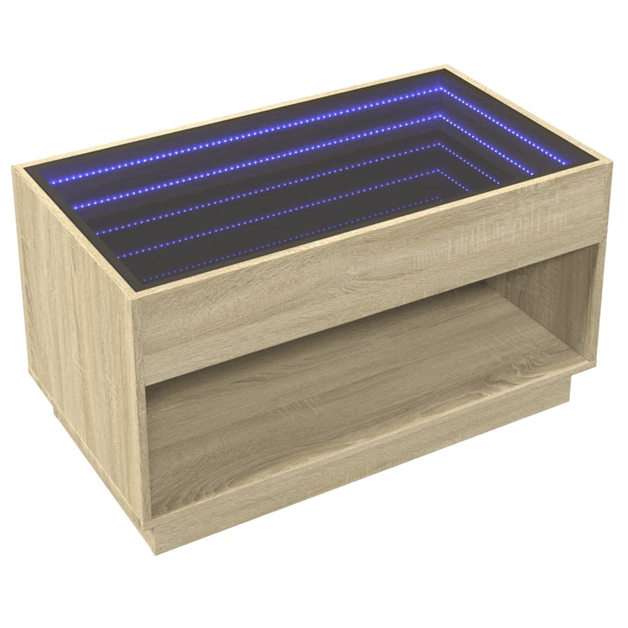 Salontafel met Infinity LED 90x50x50 cm sonoma eikenkleurig
