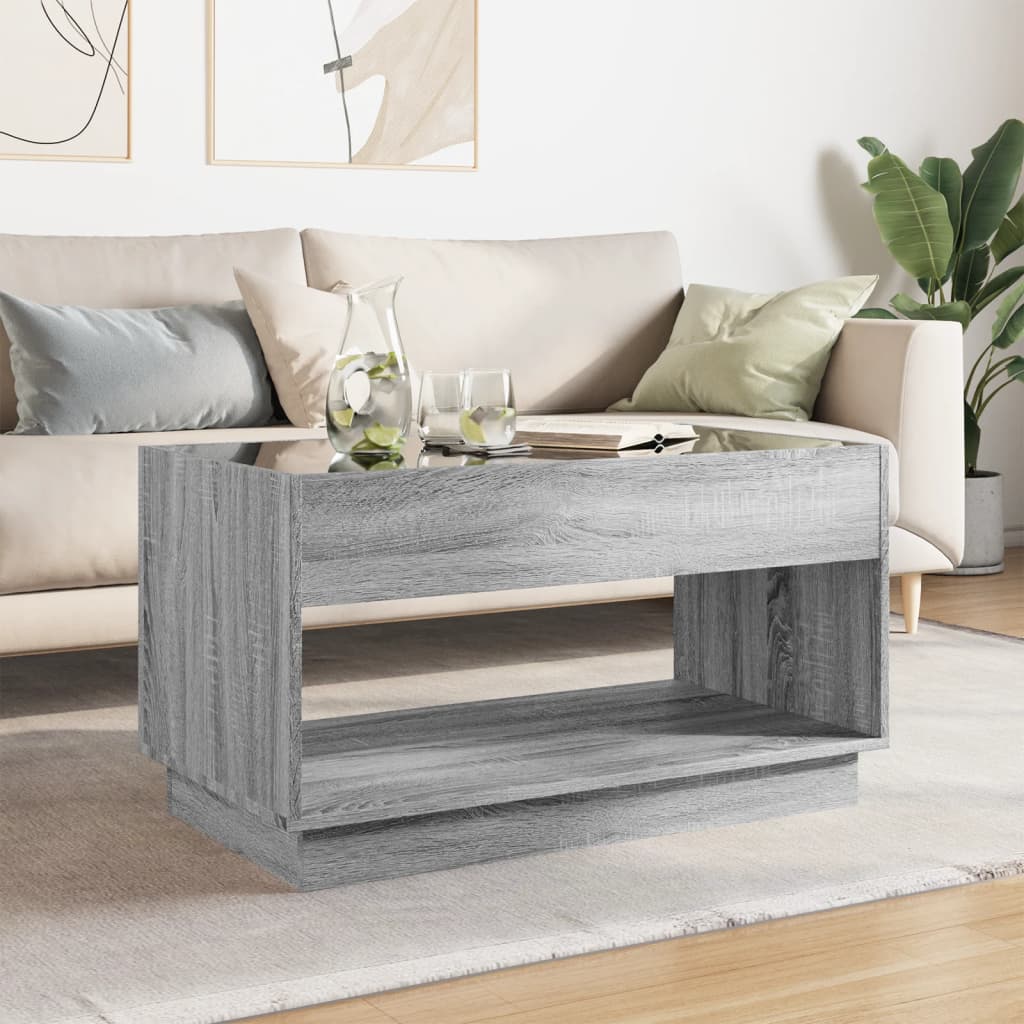 Salontafel met Infinity LED 90x50x50 cm grijs sonoma eikenkleur