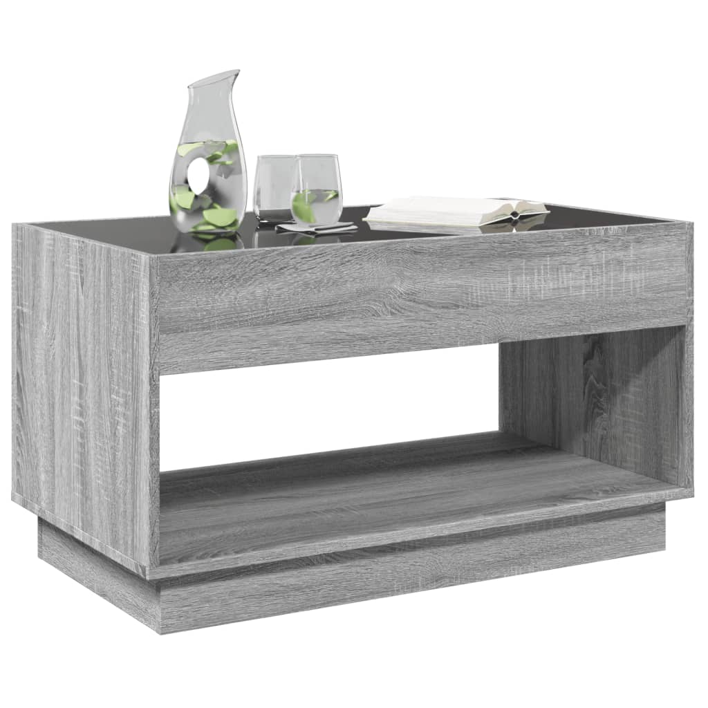 Salontafel met Infinity LED 90x50x50 cm grijs sonoma eikenkleur