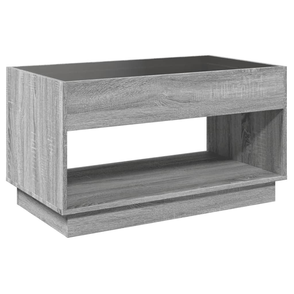 Salontafel met Infinity LED 90x50x50 cm grijs sonoma eikenkleur