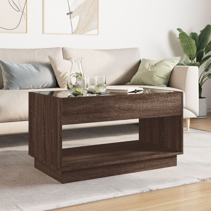 Salontafel met Infinity LED 90x50x50 cm bruin eikenkleurig