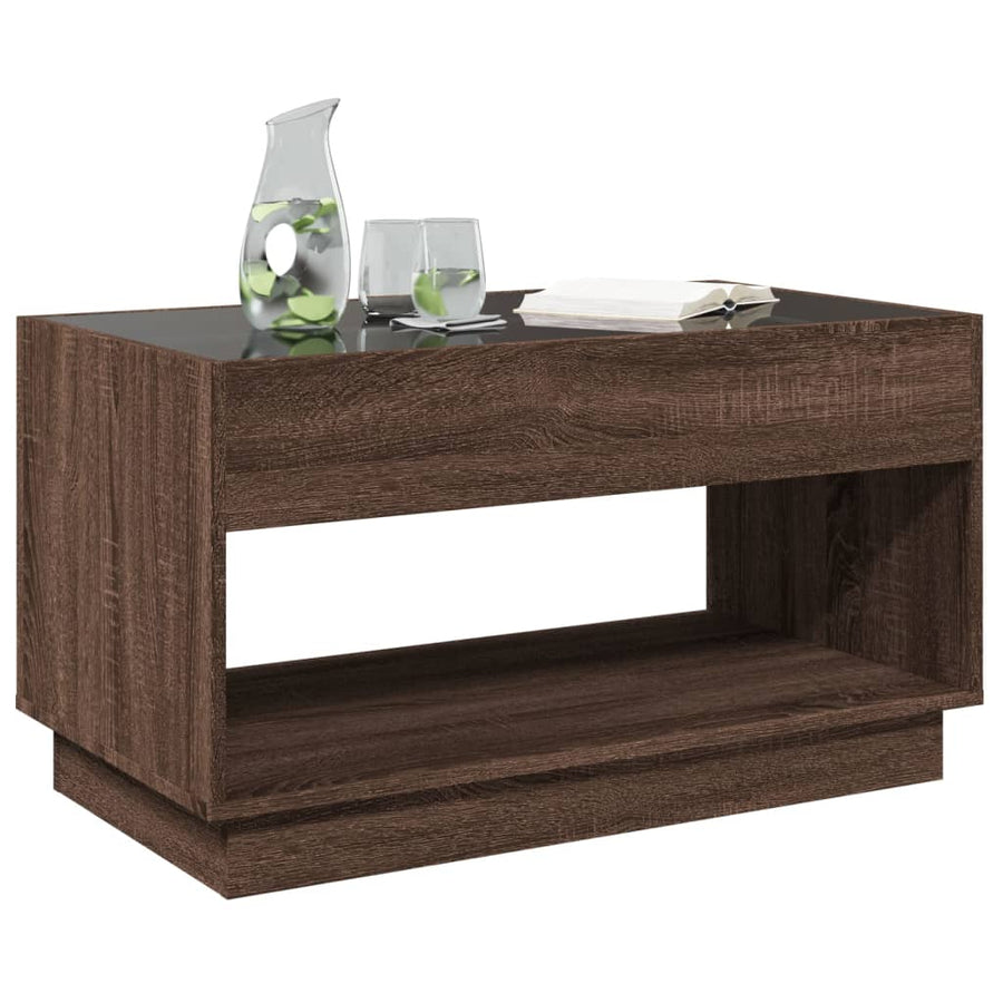 Salontafel met Infinity LED 90x50x50 cm bruin eikenkleurig