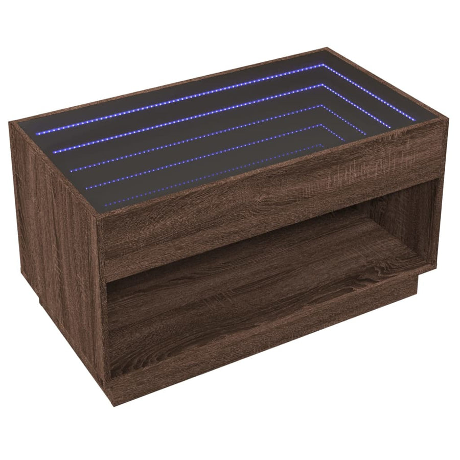 Salontafel met Infinity LED 90x50x50 cm bruin eikenkleurig
