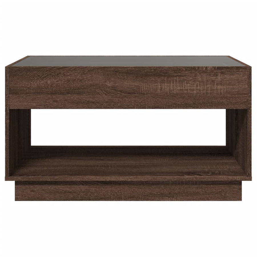 Salontafel met Infinity LED 90x50x50 cm bruin eikenkleurig