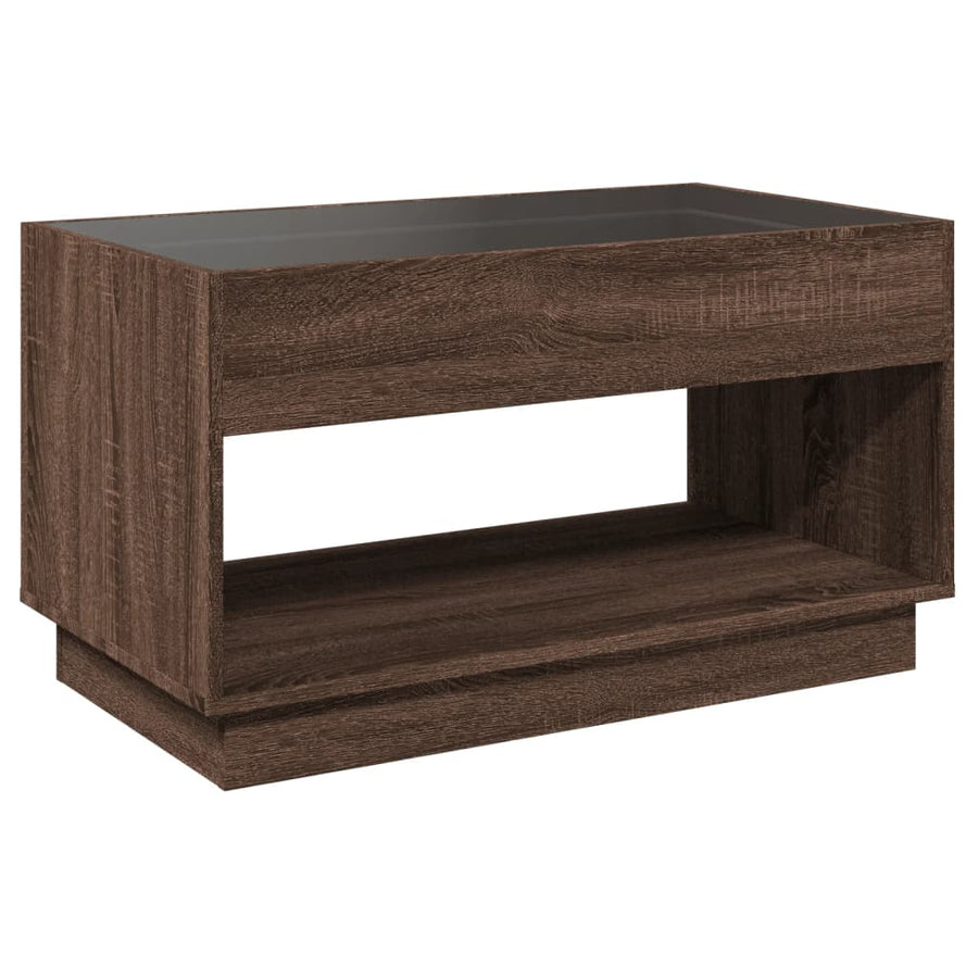 Salontafel met Infinity LED 90x50x50 cm bruin eikenkleurig