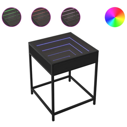 Salontafel met Infinity LED 40x40x51 cm zwart