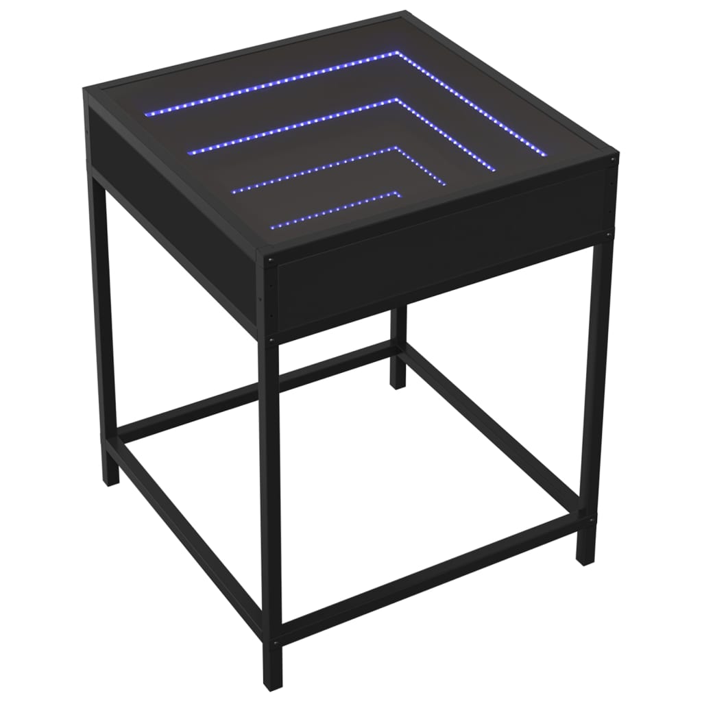 Salontafel met Infinity LED 40x40x51 cm zwart