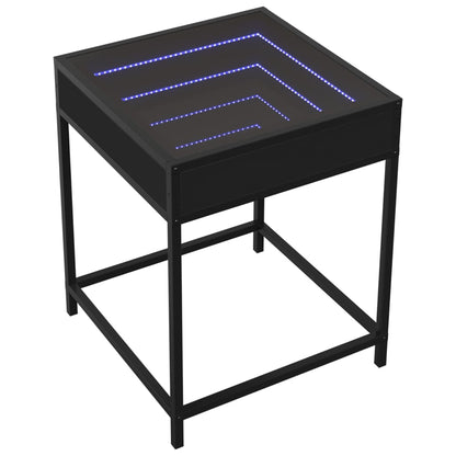 Salontafel met Infinity LED 40x40x51 cm zwart
