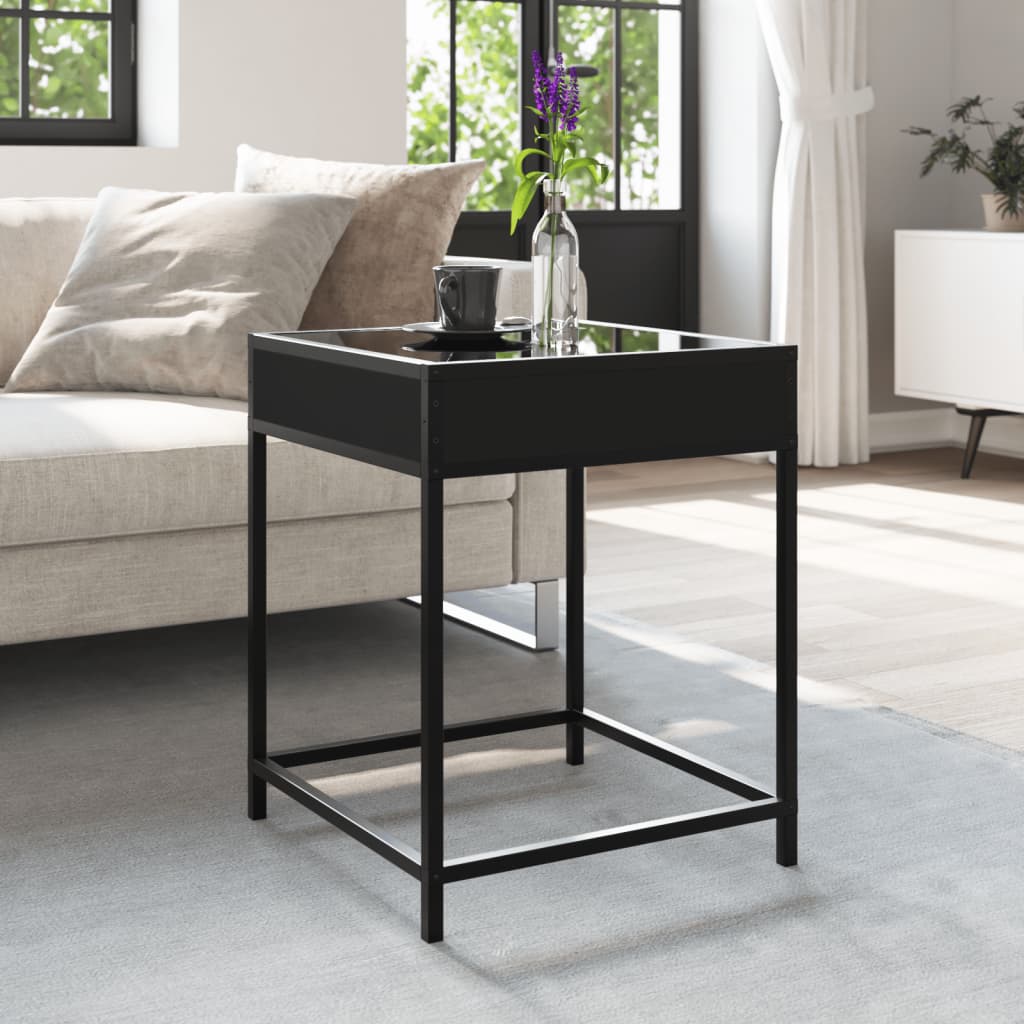 Salontafel met Infinity LED 40x40x51 cm zwart