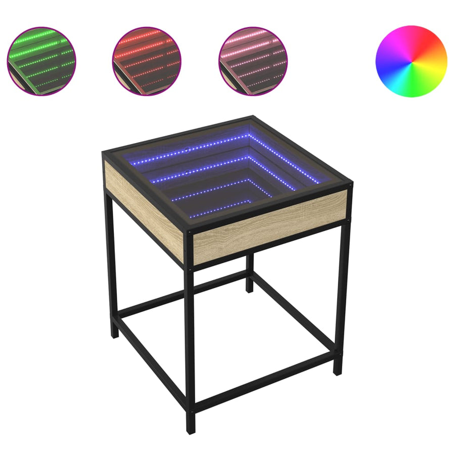 Salontafel met Infinity LED 40x40x51 cm sonoma eikenkleurig