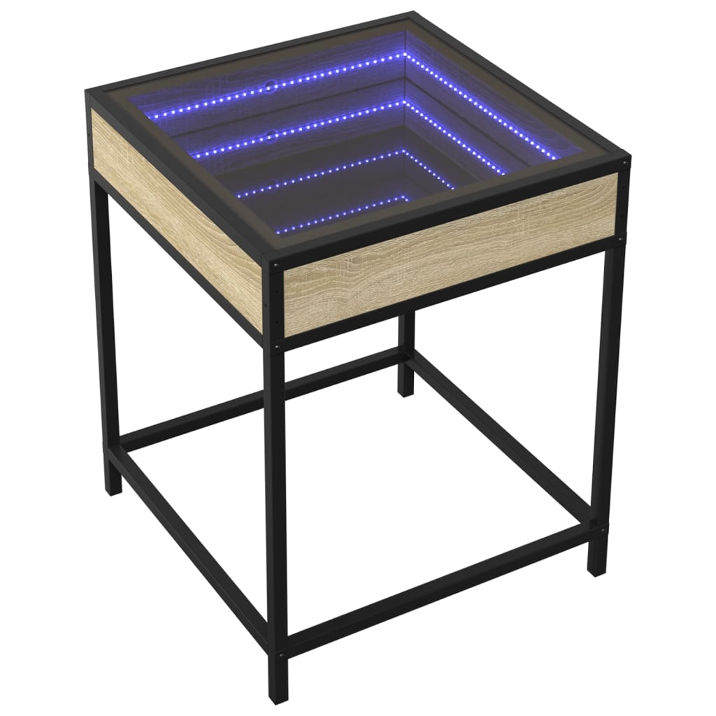 Salontafel met Infinity LED 40x40x51 cm sonoma eikenkleurig