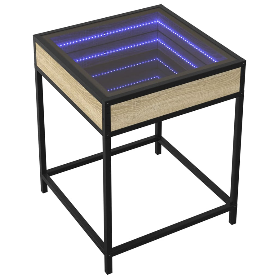 Salontafel met Infinity LED 40x40x51 cm sonoma eikenkleurig