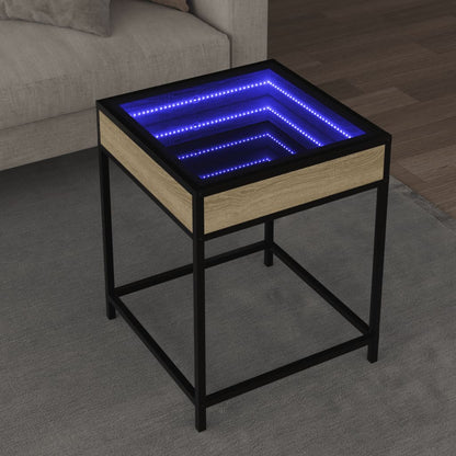 Salontafel met Infinity LED 40x40x51 cm sonoma eikenkleurig