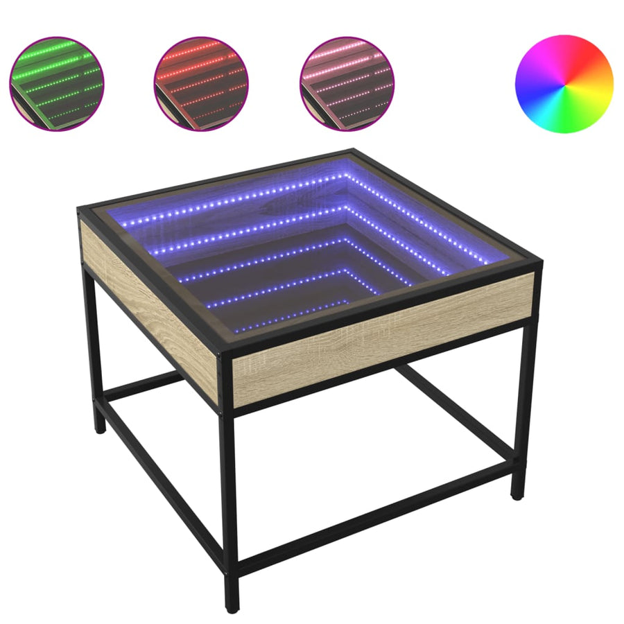 Salontafel met Infinity LED 50x50x41 cm sonoma eikenkleurig
