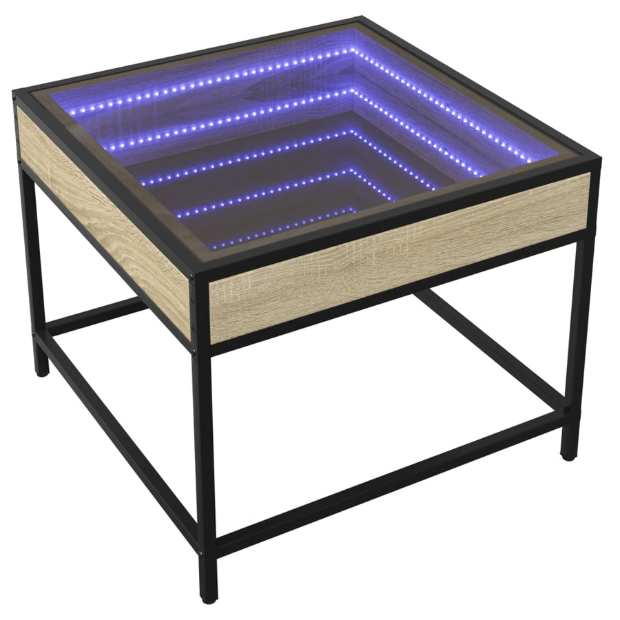 Salontafel met Infinity LED 50x50x41 cm sonoma eikenkleurig