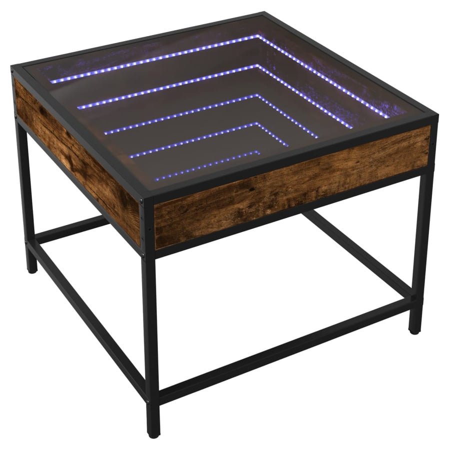 Salontafel met Infinity LED 50x50x41 cm gerookt eikenkleurig