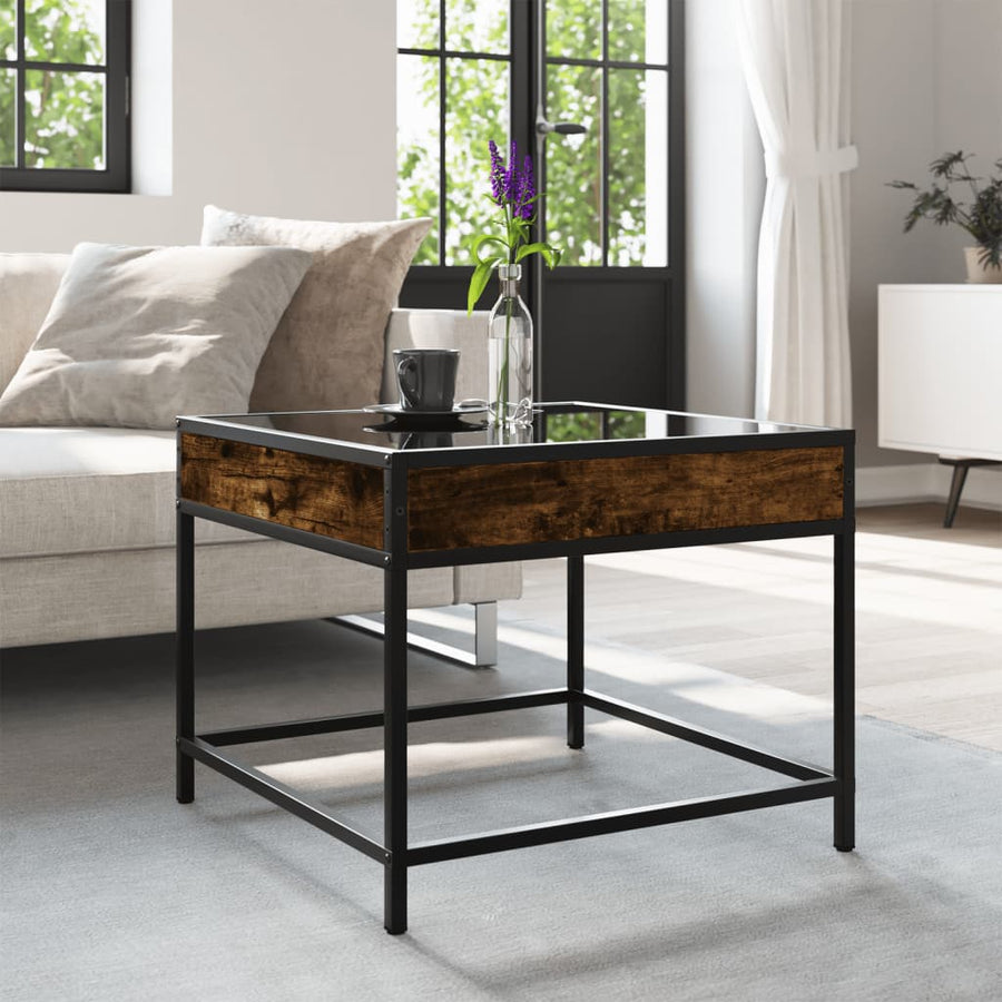 Salontafel met Infinity LED 50x50x41 cm gerookt eikenkleurig