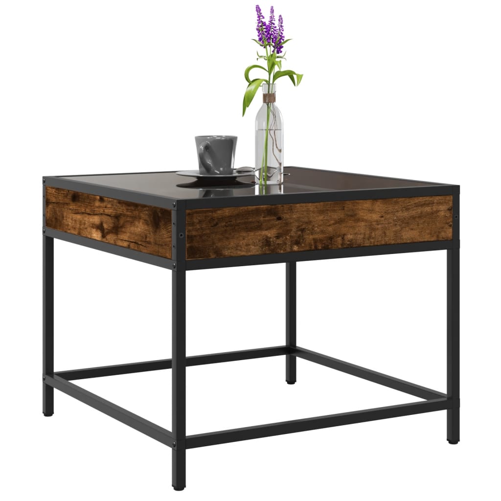 Salontafel met Infinity LED 50x50x41 cm gerookt eikenkleurig