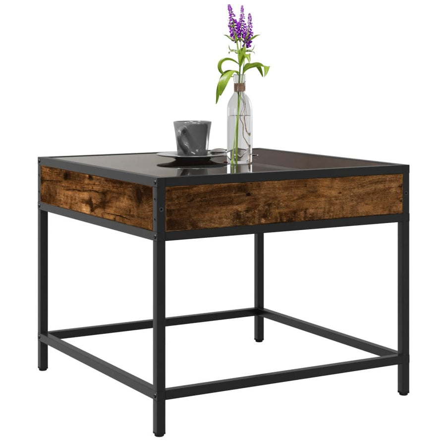 Salontafel met Infinity LED 50x50x41 cm gerookt eikenkleurig