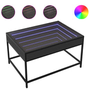 Coffee Table with Infinity LED 70x50x41 cm Black