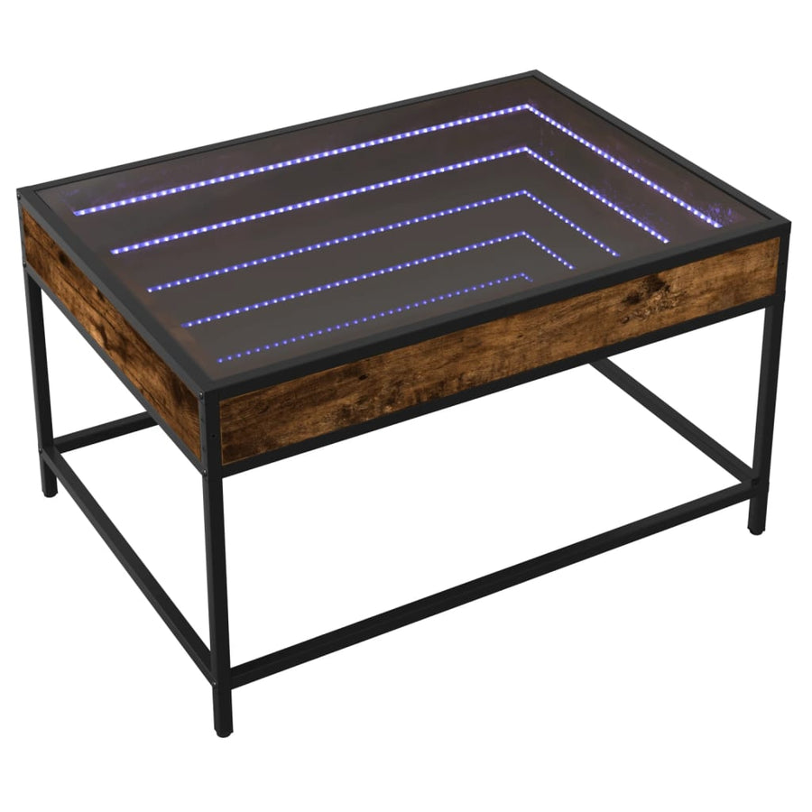 Salontafel met Infinity LED 70x50x41 cm gerookt eikenkleurig