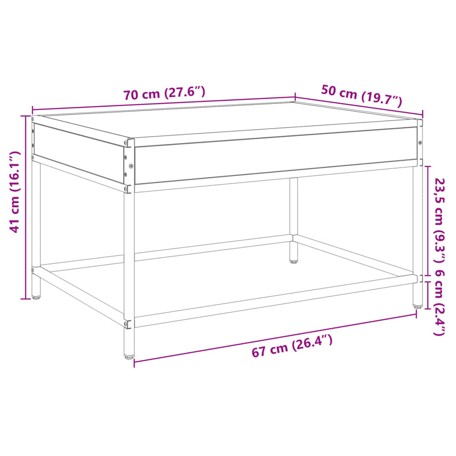 Salontafel met Infinity LED 70x50x41 cm gerookt eikenkleurig