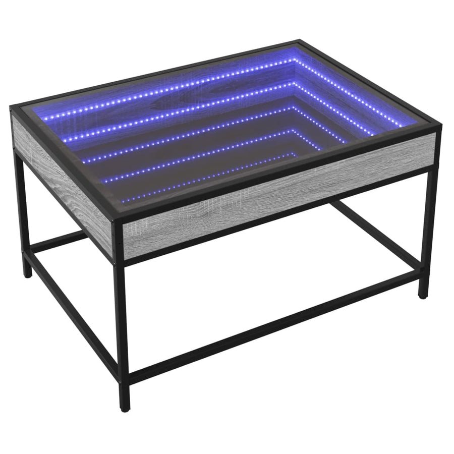 Salontafel met Infinity LED 70x50x41 cm grijs sonoma eikenkleur