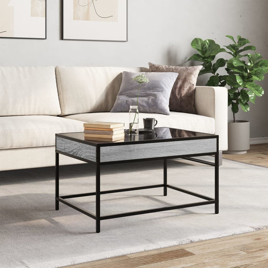 Salontafel met Infinity LED 70x50x41 cm grijs sonoma eikenkleur