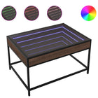 Coffee table with Infinity LED 70x50x41 cm brown oak look