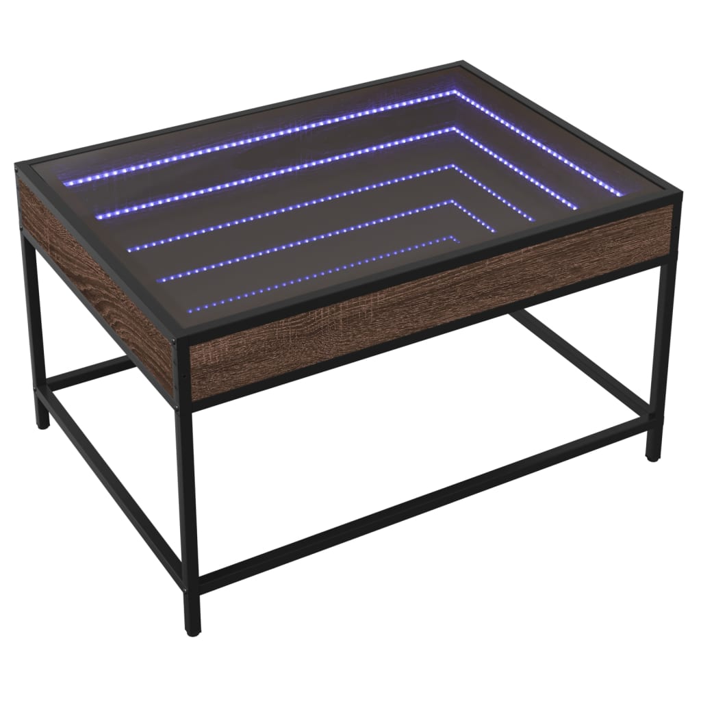 Salontafel met Infinity LED 70x50x41 cm bruin eikenkleurig