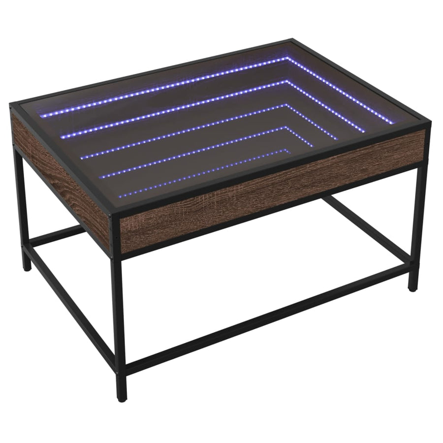 Salontafel met Infinity LED 70x50x41 cm bruin eikenkleurig