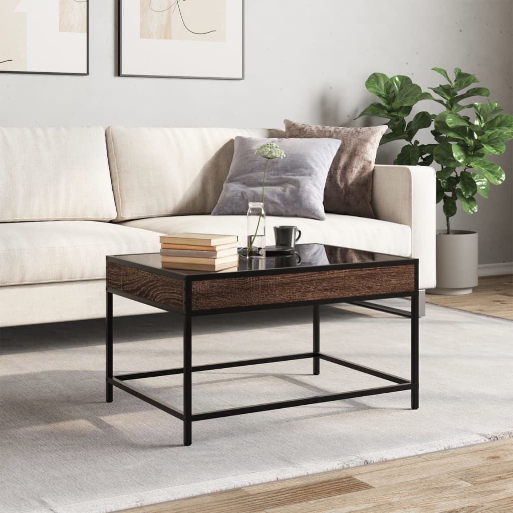 Salontafel met Infinity LED 70x50x41 cm bruin eikenkleurig