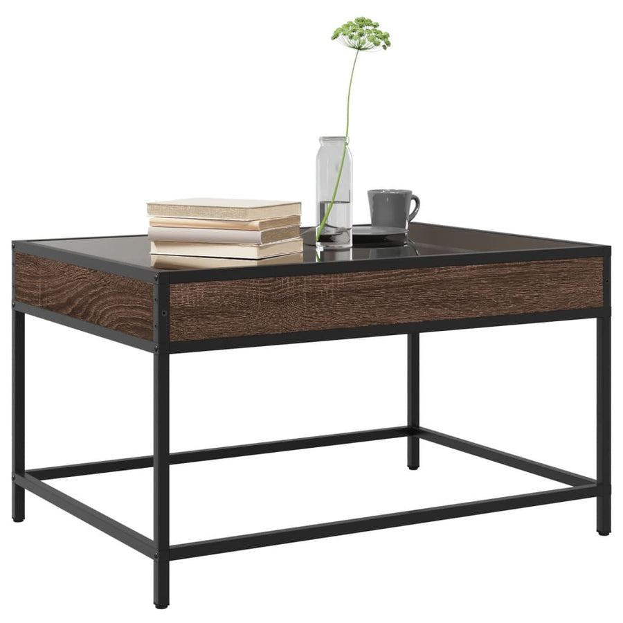 Salontafel met Infinity LED 70x50x41 cm bruin eikenkleurig