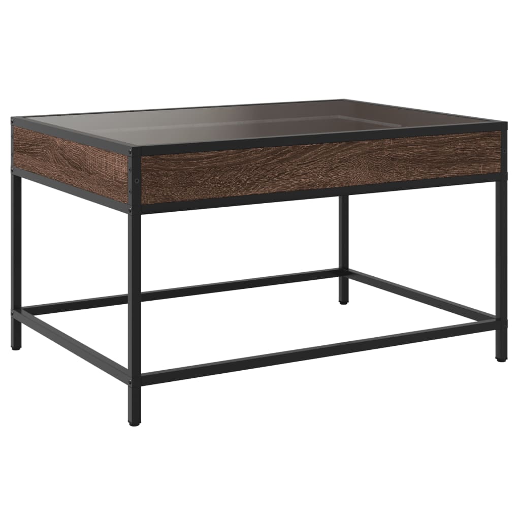 Salontafel met Infinity LED 70x50x41 cm bruin eikenkleurig