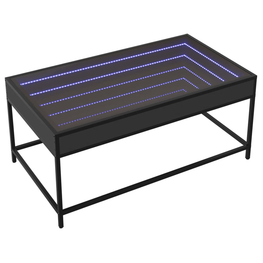 Salontafel met Infinity LED 90x50x41 cm zwart