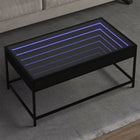 Coffee table with Infinity LED 90x50x41 cm black