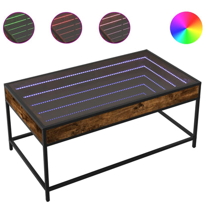 Salontafel met Infinity LED 90x50x41 cm gerookt eikenkleurig