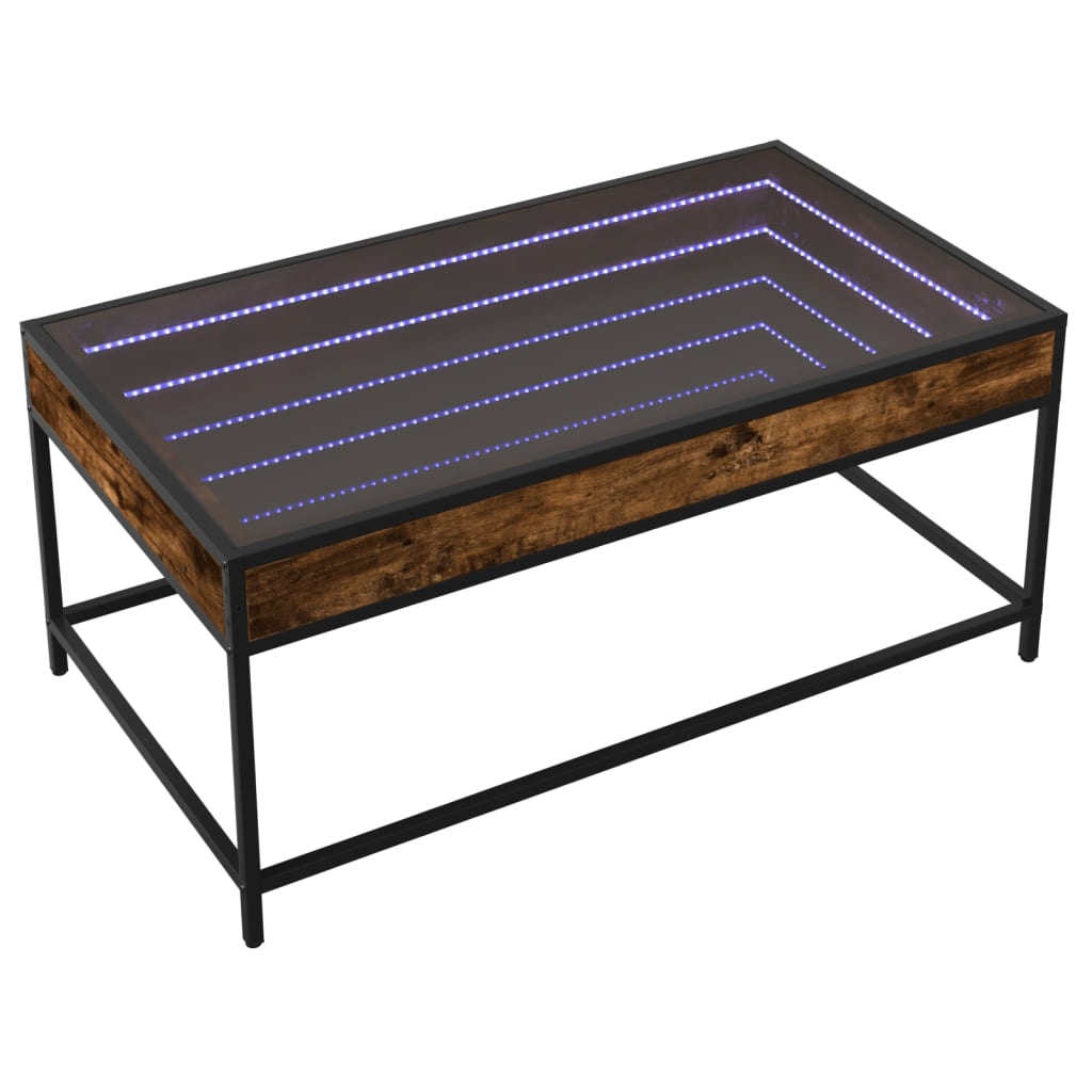 Salontafel met Infinity LED 90x50x41 cm gerookt eikenkleurig