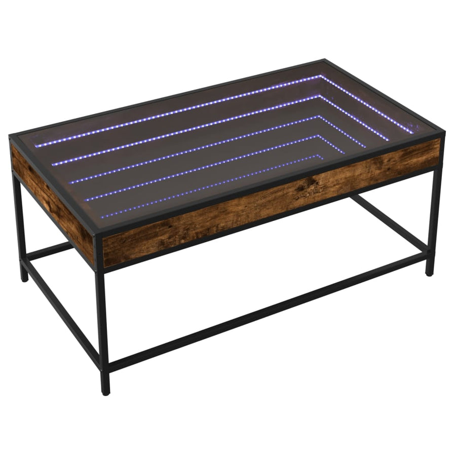Salontafel met Infinity LED 90x50x41 cm gerookt eikenkleurig