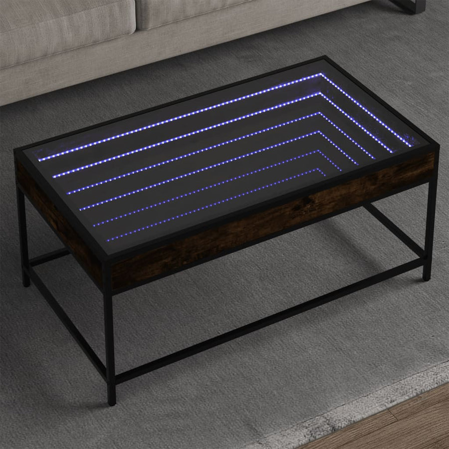 Salontafel met Infinity LED 90x50x41 cm gerookt eikenkleurig